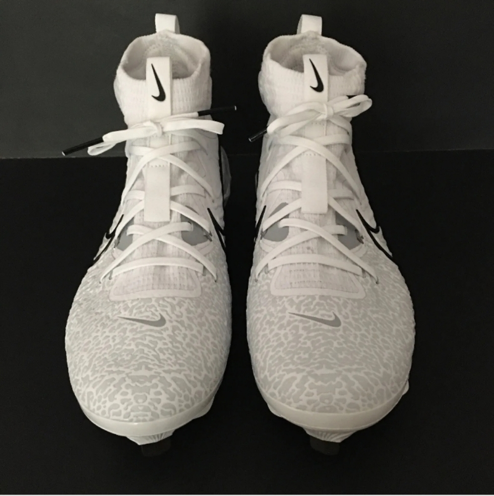 NWOB Nike Alpha Huarache NXT Metal Baseball Cleats White Black Gray - Picture 13 of 16